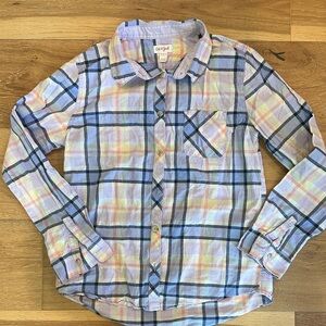 Cat & Jack Pastel Plaid Button-Down Shirt - Blue, Pink, Yellow